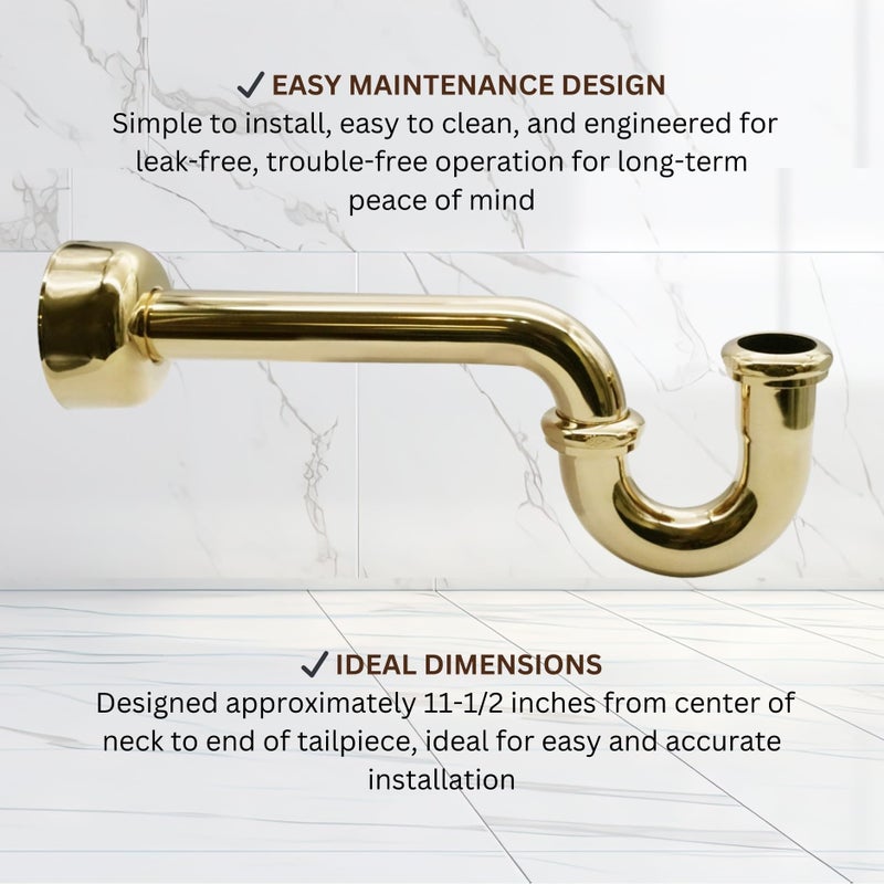 Westbrass D400-1-01 1-1/2" OD 17 gauge P-Trap with High Box Flange, Polished Brass - Image 5